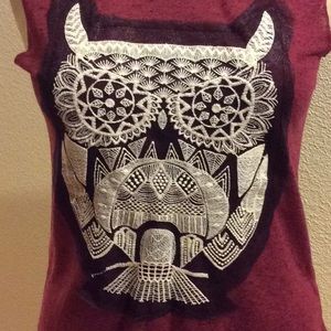 Mary Jane embroidered owl muscle tee